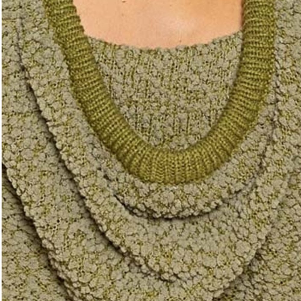 Soft Popcorn Knit Oversized Hoodie-Olive Green - Picture 5 of 10